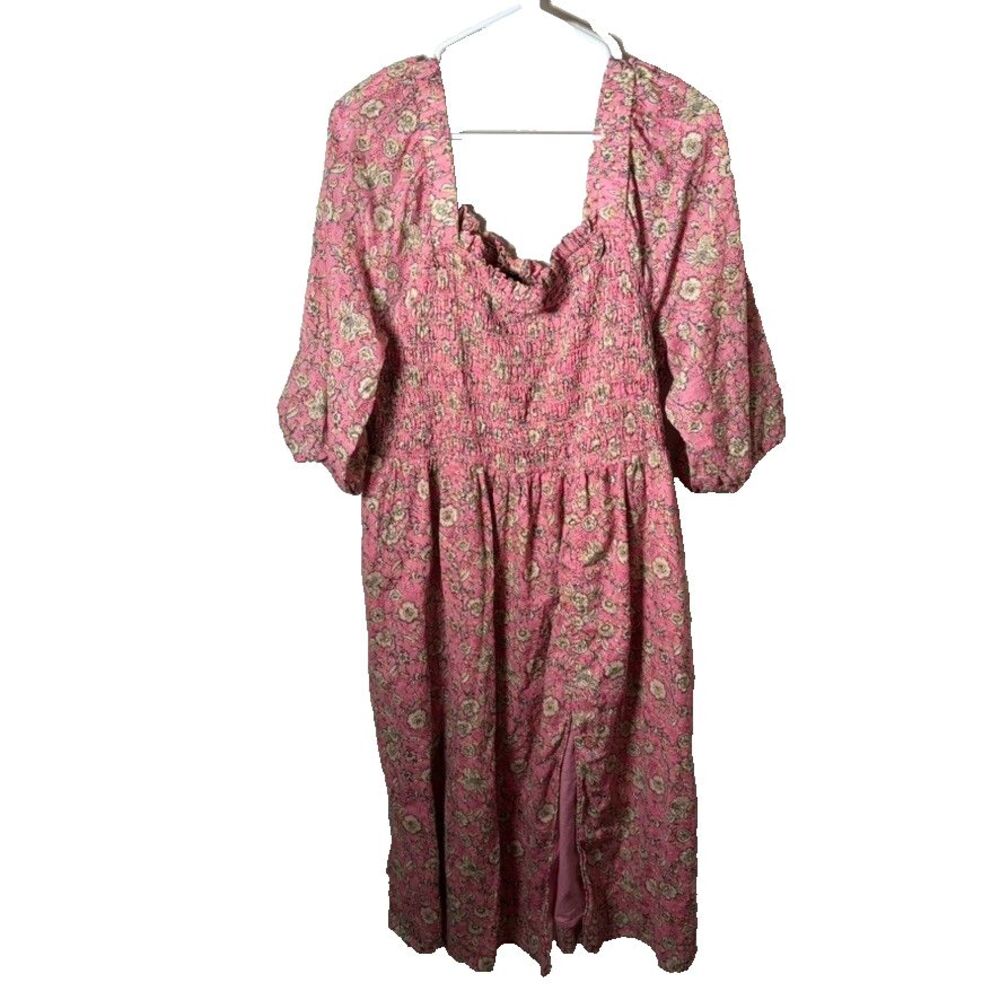 Jessica Simpson Dress Women's 2X Sheath Puff Sleeve Cottage Boho Casual